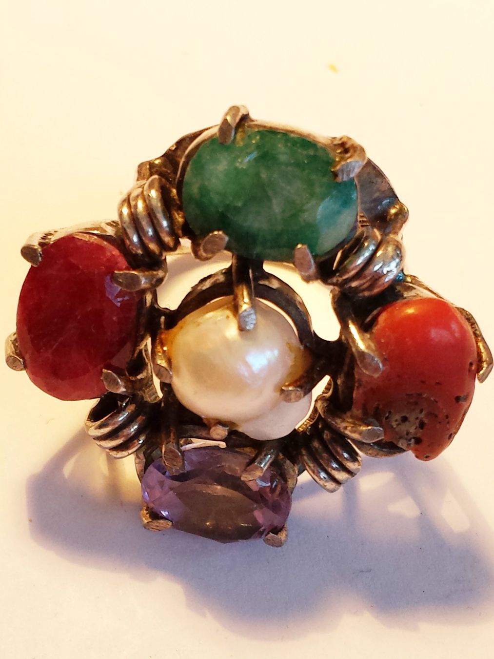 Anelli: Ring mit Edelsteinen und Perle 925 Silber – Nuovo (secondo la descrizione) da Zürich venduto da benedikt12 4