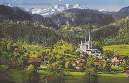 Lungern OW Dorf Kirche Panorama  1922 sehr gut erhalten