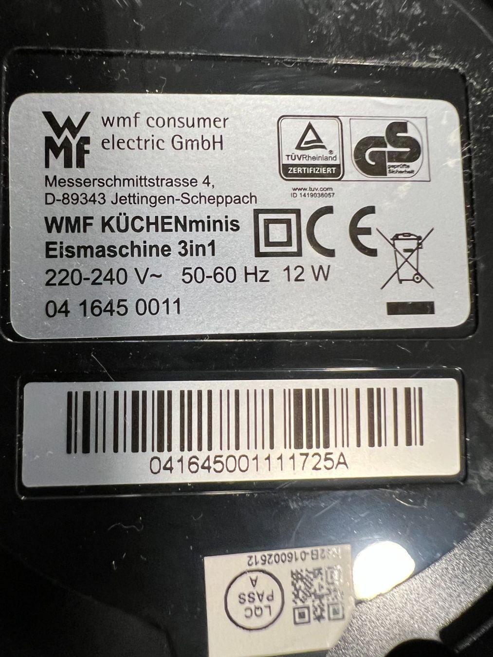 WMF Elettrodomestici da cucina: WMF KÜCHENminis Eismaschine 3 in 1 – Usato da Uster venduto da Stoessda 2