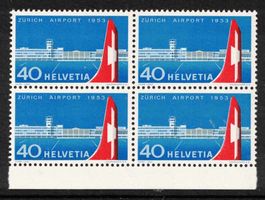 1953, Flughafen Zürich Nr.313 im 4er-Block **