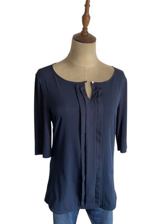 TOMMY HILFIGER Damenbluse Dunkelblau mit Plissee Detail Gr M