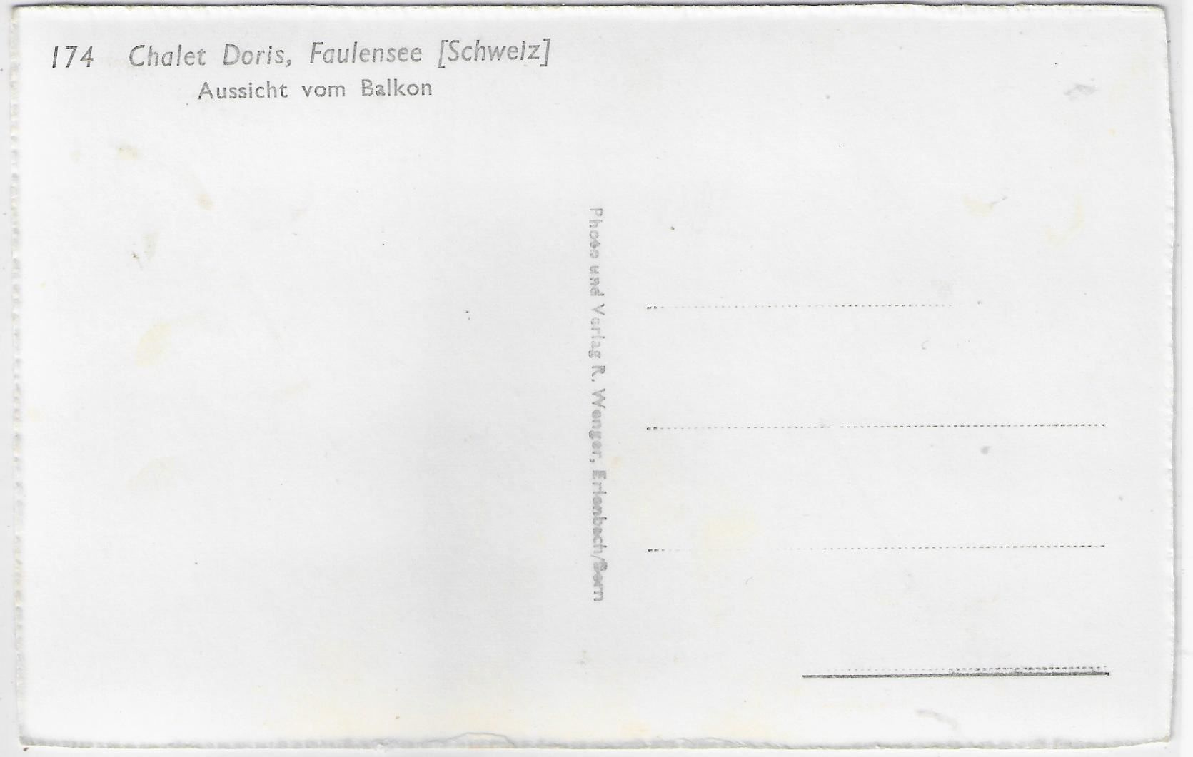 Cartoline postali: Chalet Doris - Faulensee - Aussicht vom – Usato da Ettingen venduto da Kartenplanet 1