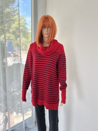 Lauren Ralph Lauren Sweater Red Black Striped Size L