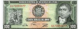 Peru 100 Soles de Oro 1975 P-108 UNZ