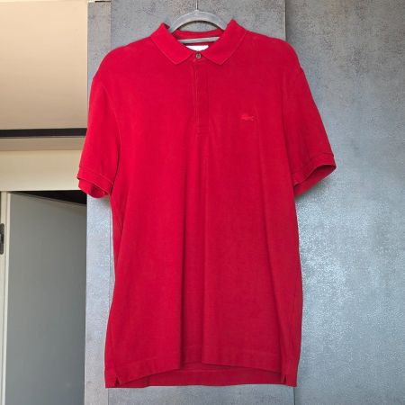 🐸 LACOSTE POLO HEMD LINIE MONOCHROM ROT L POLO SHIRT