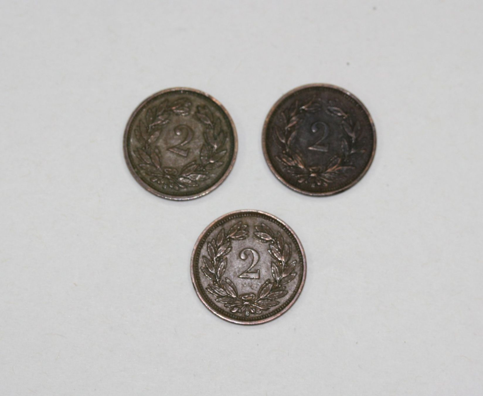 Tutti le monete: 3 x 2 Rappen 1931, 1932 & 1937 – Nuovo (secondo la descrizione) da Chur venduto da Invinoveritas
