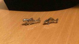 Set versilberte Tischkartenhalter in Form von Fischen 4 cm