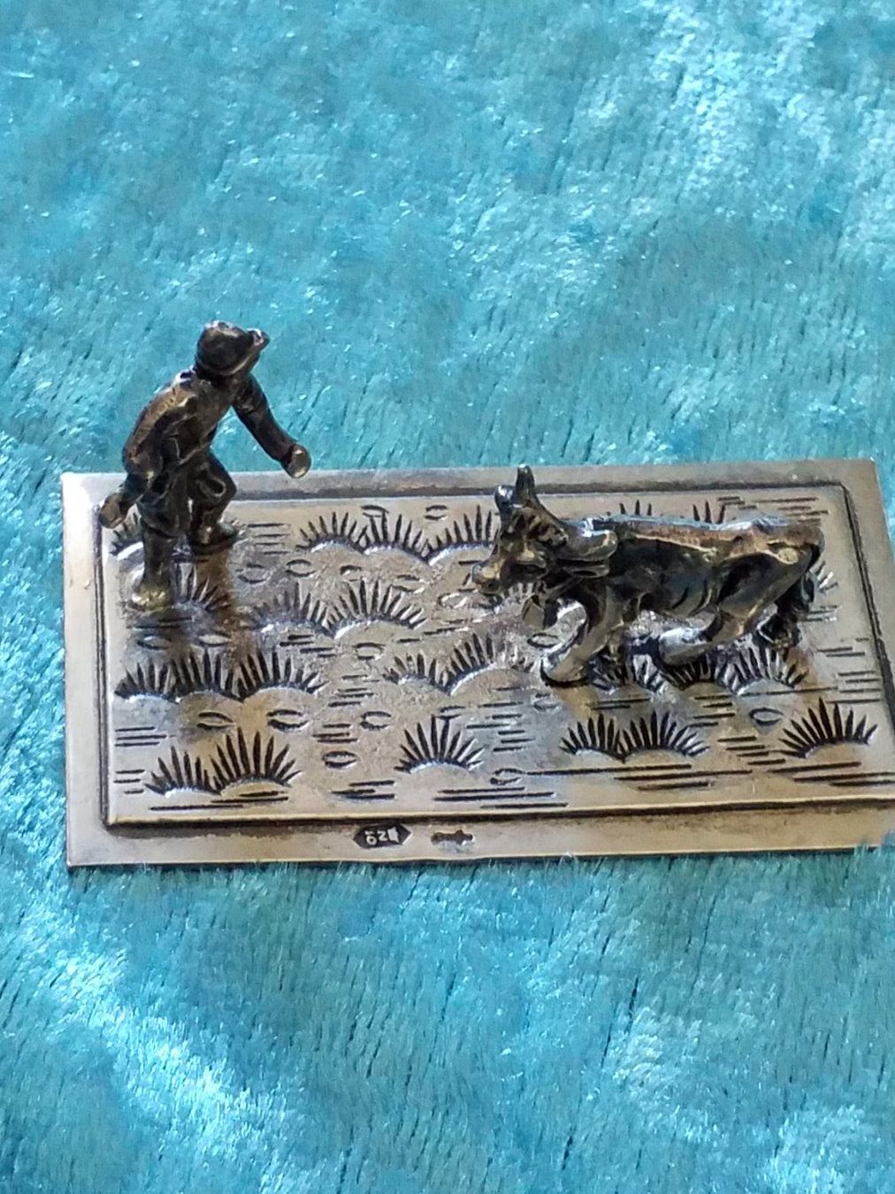 Statuette: Silberminiatur " Bauer mit Kuh auf der Wiese" – Usato da Gordola venduto da ale_5wbc 2
