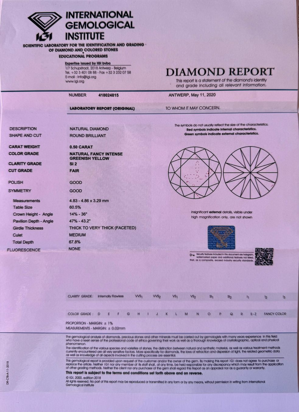 Pietre preziose: Diamant - 0.50 ct. Brillant- greenish yellow – Nuovo (secondo la descrizione) da Kirchberg BE venduto da regreb1970 4