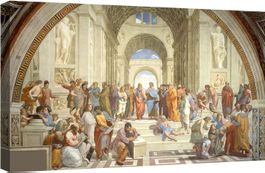 RAFFAELLO LA SCUOLA DI ATENE 120x70 STAMPA SU TELA