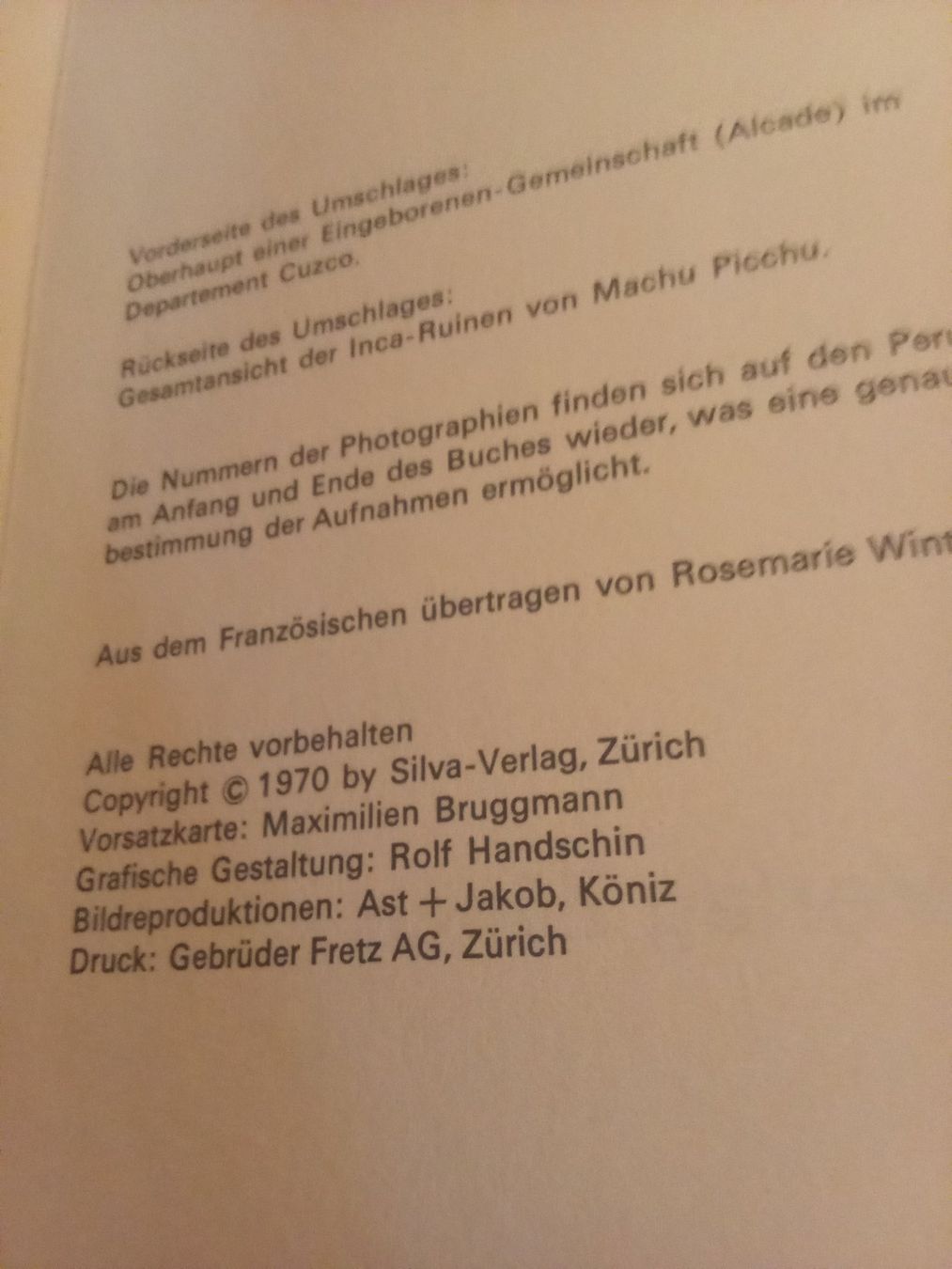 Livres: Peru Silva Verlag 1970 – D'occasion à Remetschwil par Privatflohmi 1