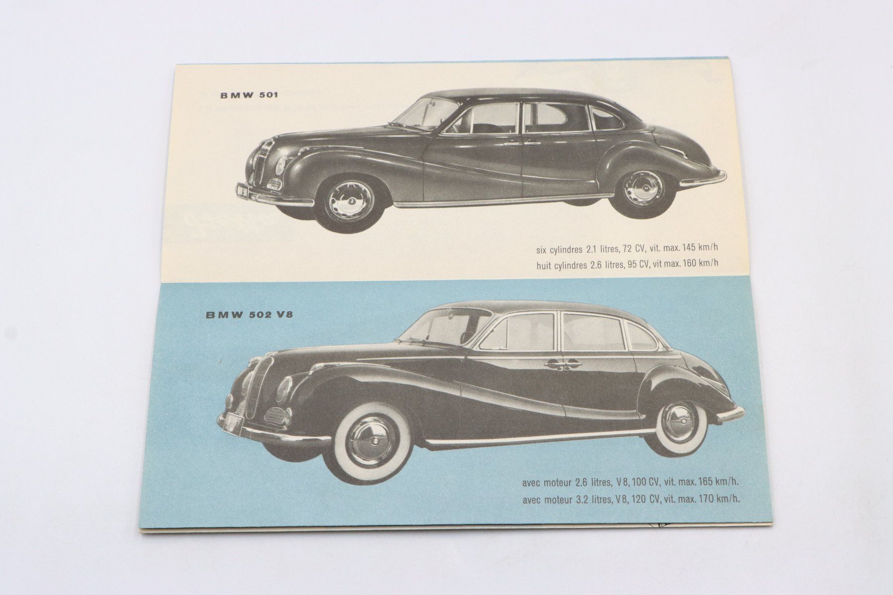 BMW Documents: BMW Modellprogramm 501 / 502 / 503 / 507 1955 Prospekt – D'occasion à Bühl b.Aarberg par Collectorpassions 2