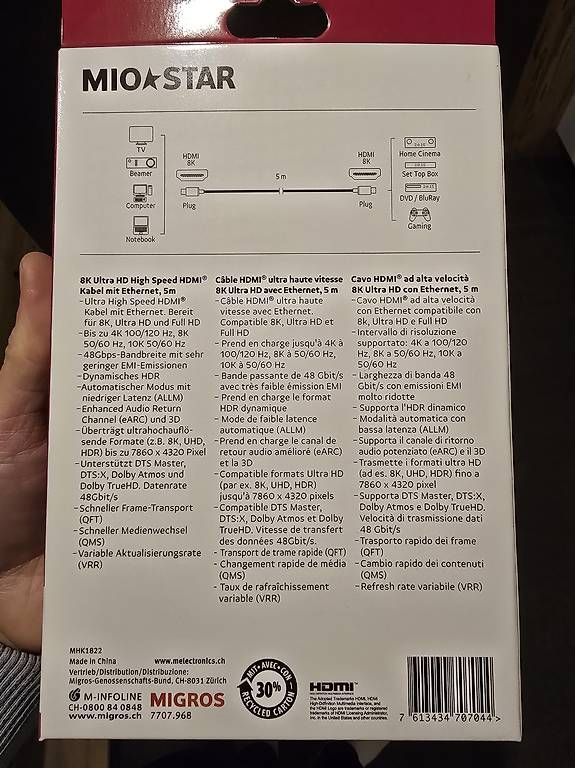 Câbles: HDMI Kabel 5m 8K – D'occasion à Solothurn par gaming1975 1