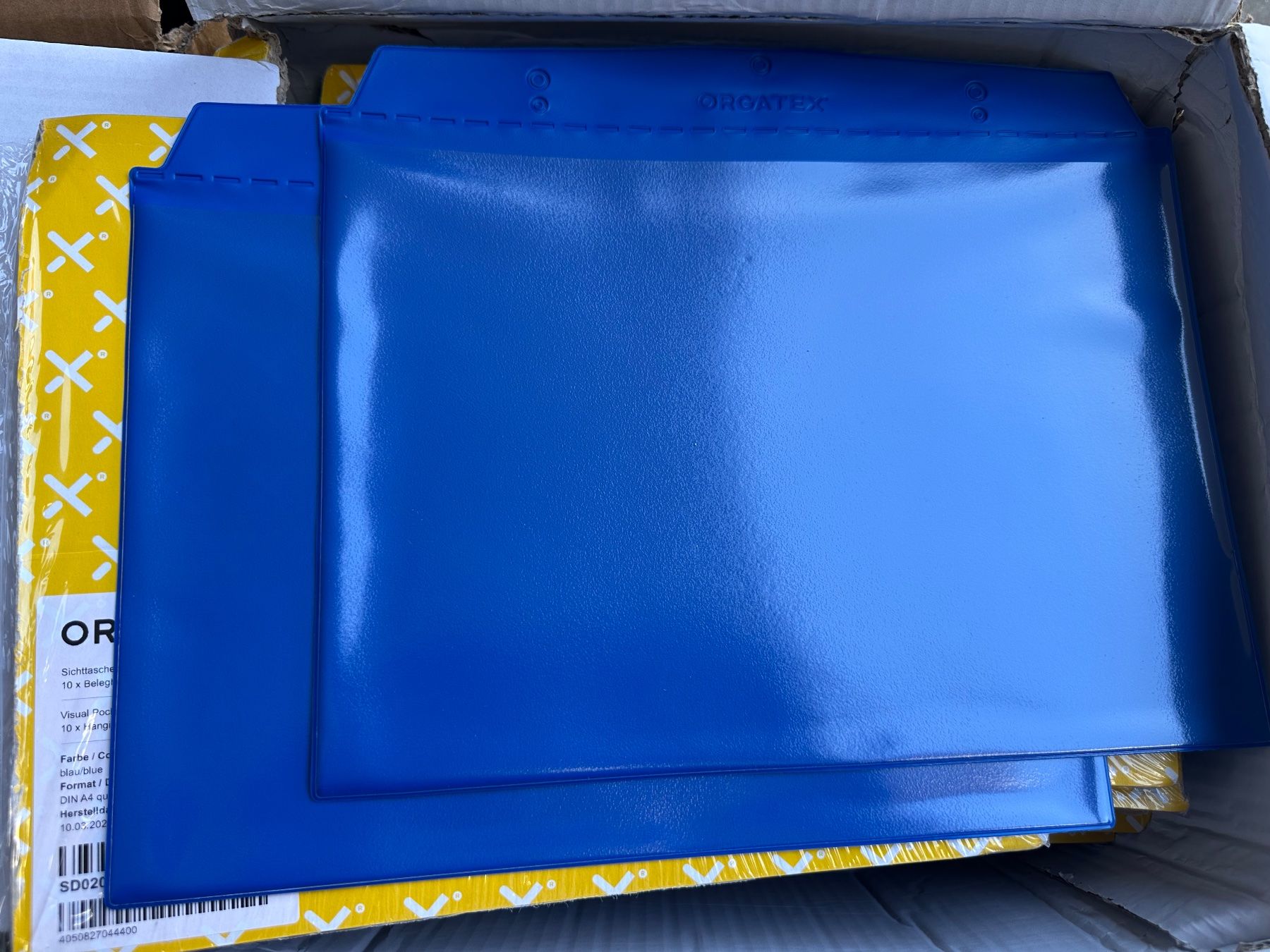 Buste & buste per spedizione: 10 Stk. neue Orgatex Sichttaschen, A4 quer, blau – Nuovo e nell'imballaggio originale da Necker venduto da liq24 1