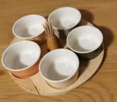Apéro Schalen Set mit Holztablett & Zahnstocher! Neu!
