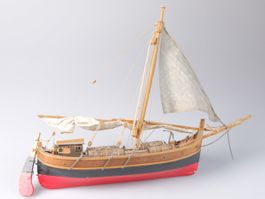 Schiffsmodell Holz Segelschiff Nautik Deko Vintage