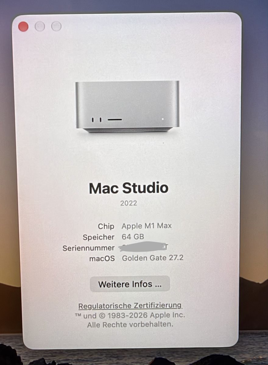 Apple PCs: Apple Mac Studio M1 Max 64GB, 1TB – D'occasion à Schwerzenbach par m5u_80-60 2