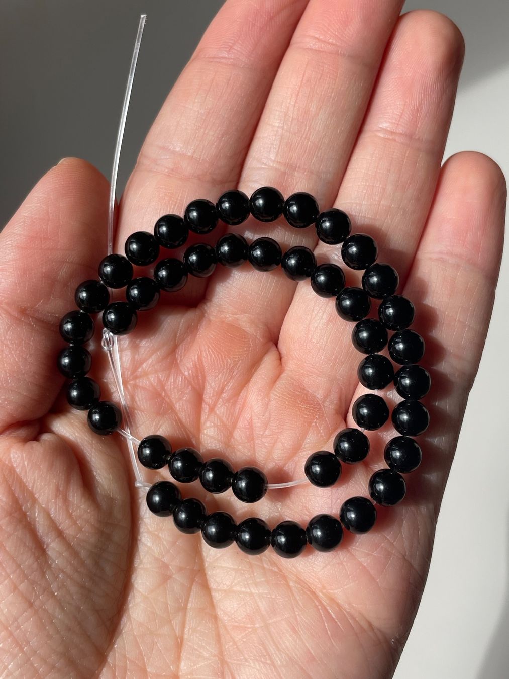 Catenine: Schwarzer Obsidian Strang Ca.32cm – Nuovo e nell'imballaggio originale da Schiers venduto da sisikristall
