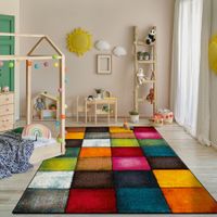 240x340 cm! Riesig! Teppich Bunt Multicolor Karo NEU
