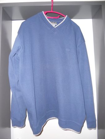 Neuw. Baumwollpullover blau-grau - Gr.56/58