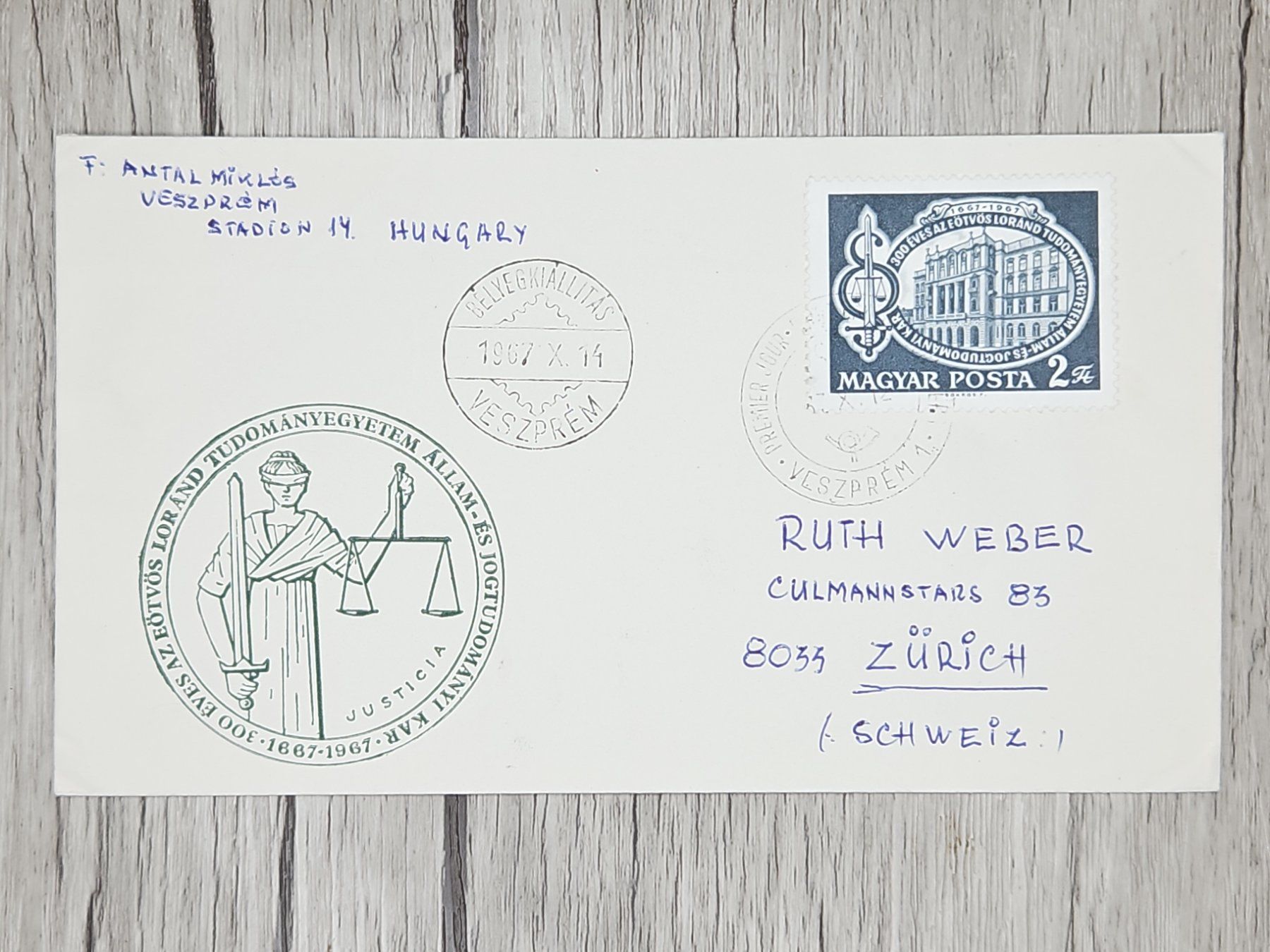Tutti i francobolli: CL14 Enveloppe + Timbre Hongrie 1967 – Usato da Cousset venduto da Patrick_Collections