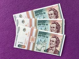 Romania - Rumänien - 3x1000 Lei - Mihai Eminescu UNC