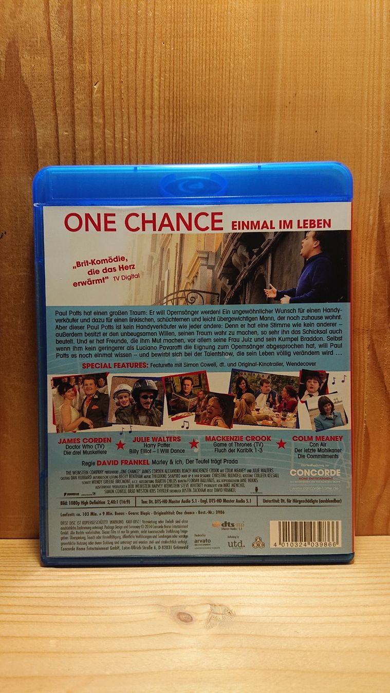 Tutti i DVDs: ONE CHANCE Einmal im Leben Blu-Ray mit Paul Potts – Usato da Wilderswil venduto da Exebub 1