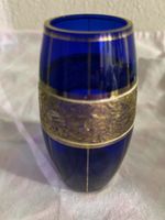 Elegantes Vintage Glas Kobaltblau mit Golddekor, Top!