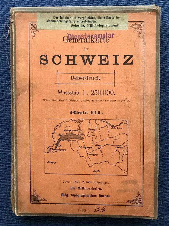 Generalkarte der Schweiz 1:250 000, Blatt lll,  1902 1