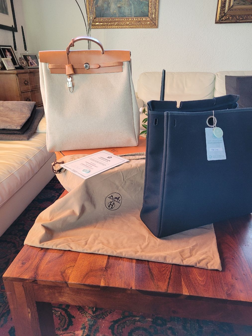 Hermès Borse da donna: Hermès Herbag 39  Schwarz / Beige – Usato da Wallisellen venduto da mariusklar73 1