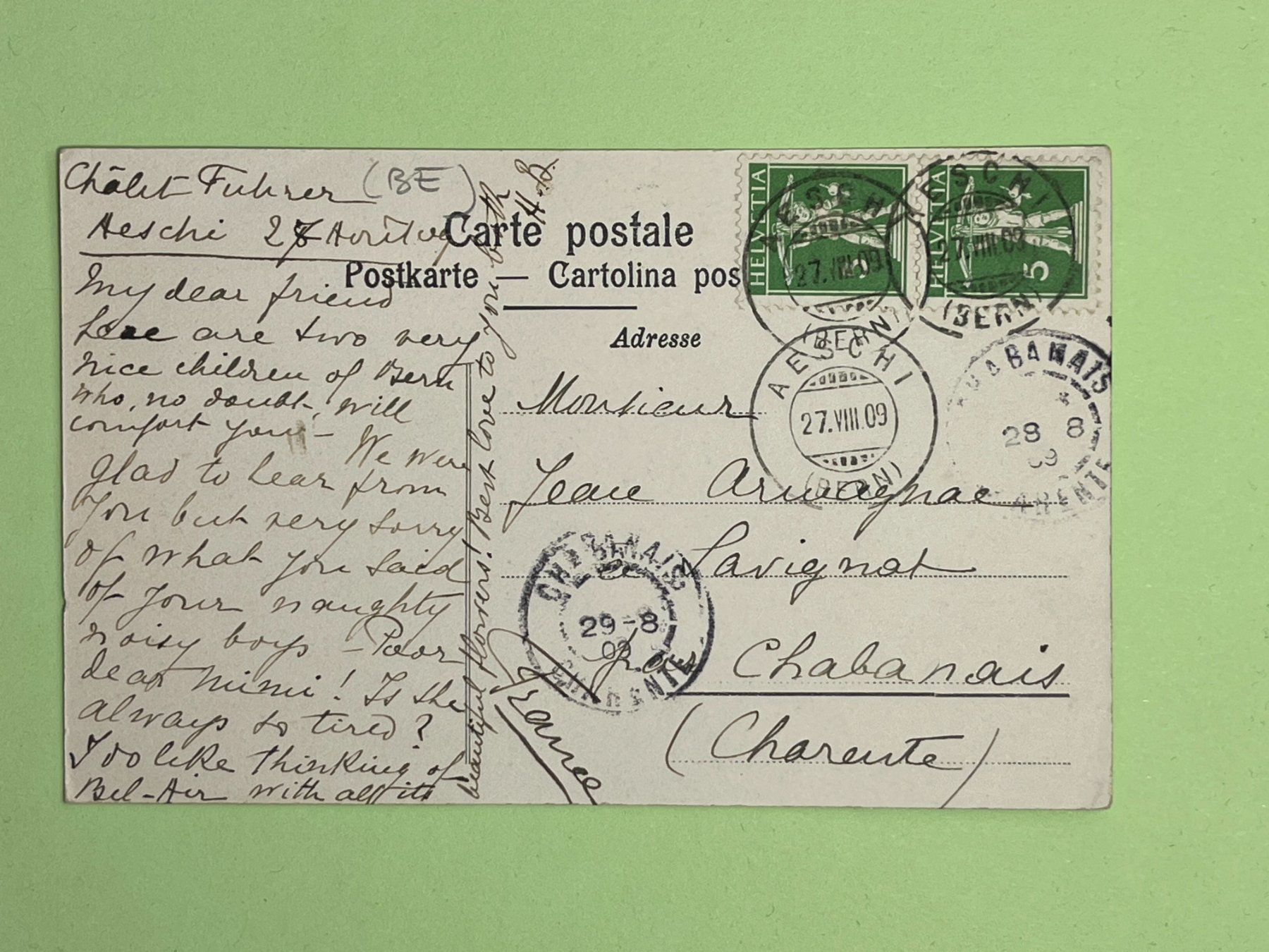 Cartoline postali: Trachtenkinder - Aeschi 1909 – Usato da Steg VS venduto da _vinci_ 1