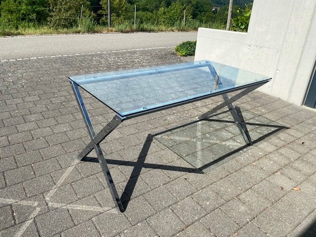 Pfister Tavoli: Moderner Glastisch mit Chromgestell, Top Zustand! – Usato da Birmenstorf AG venduto da Brige99 2