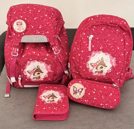 Beckmann Schulrucksack Set 4-teilig – Forest Deer / Rehkitz