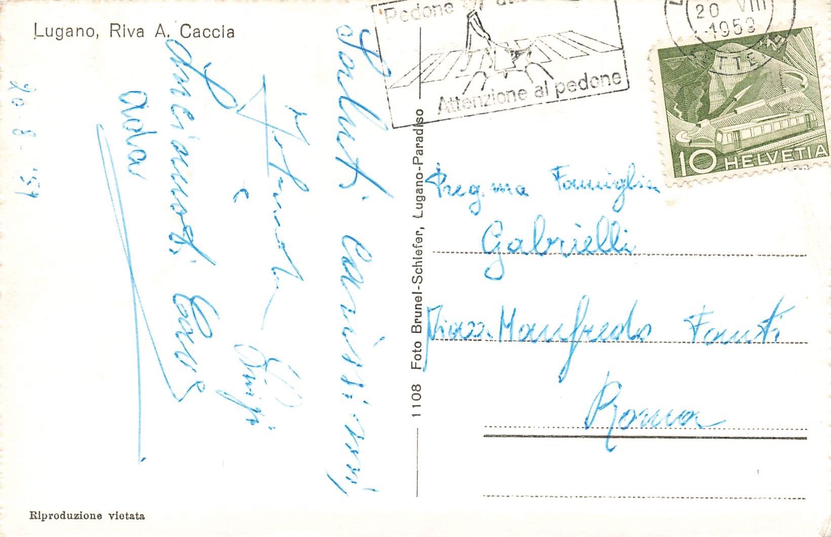 Cartoline postali: Lugano TI - Riva A. Caccia – Usato da Biasca venduto da Blenio71 1