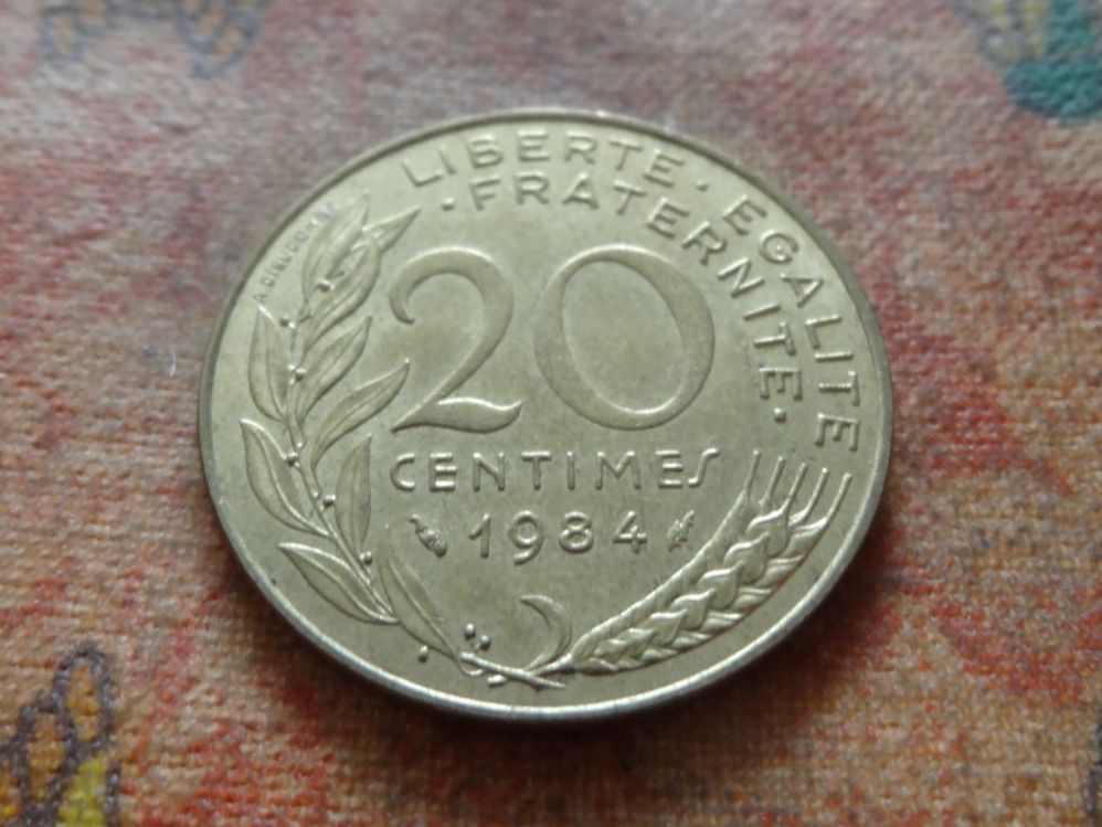 Tutti le monete: FRANCE  20 Centimes  1984  (P) – Usato da Romanel-sur-Lausanne venduto da Swift13