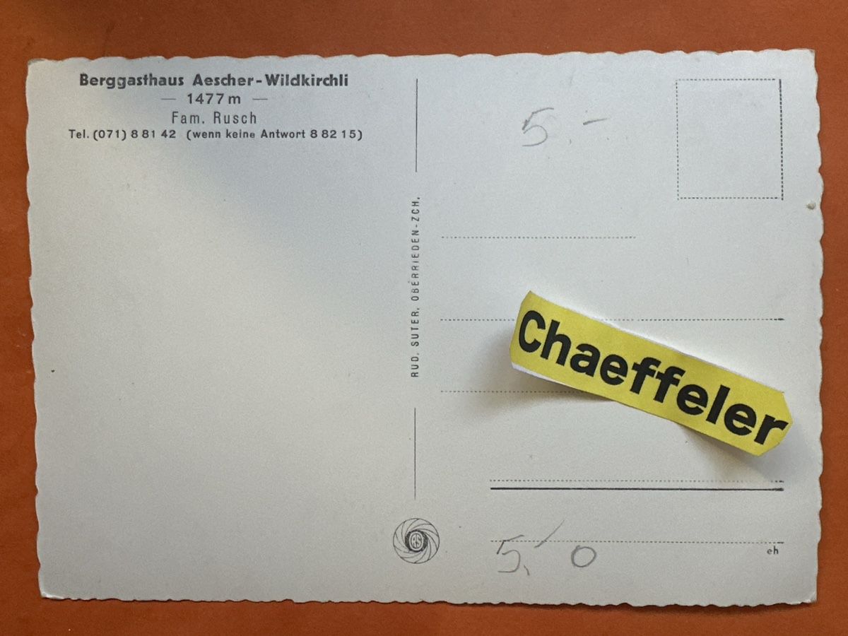 Cartoline postali: Ältere Ansichtskarte Berggasthaus Aescher-Wildkirchli. – Usato da Zürich venduto da Chaeffeler 1