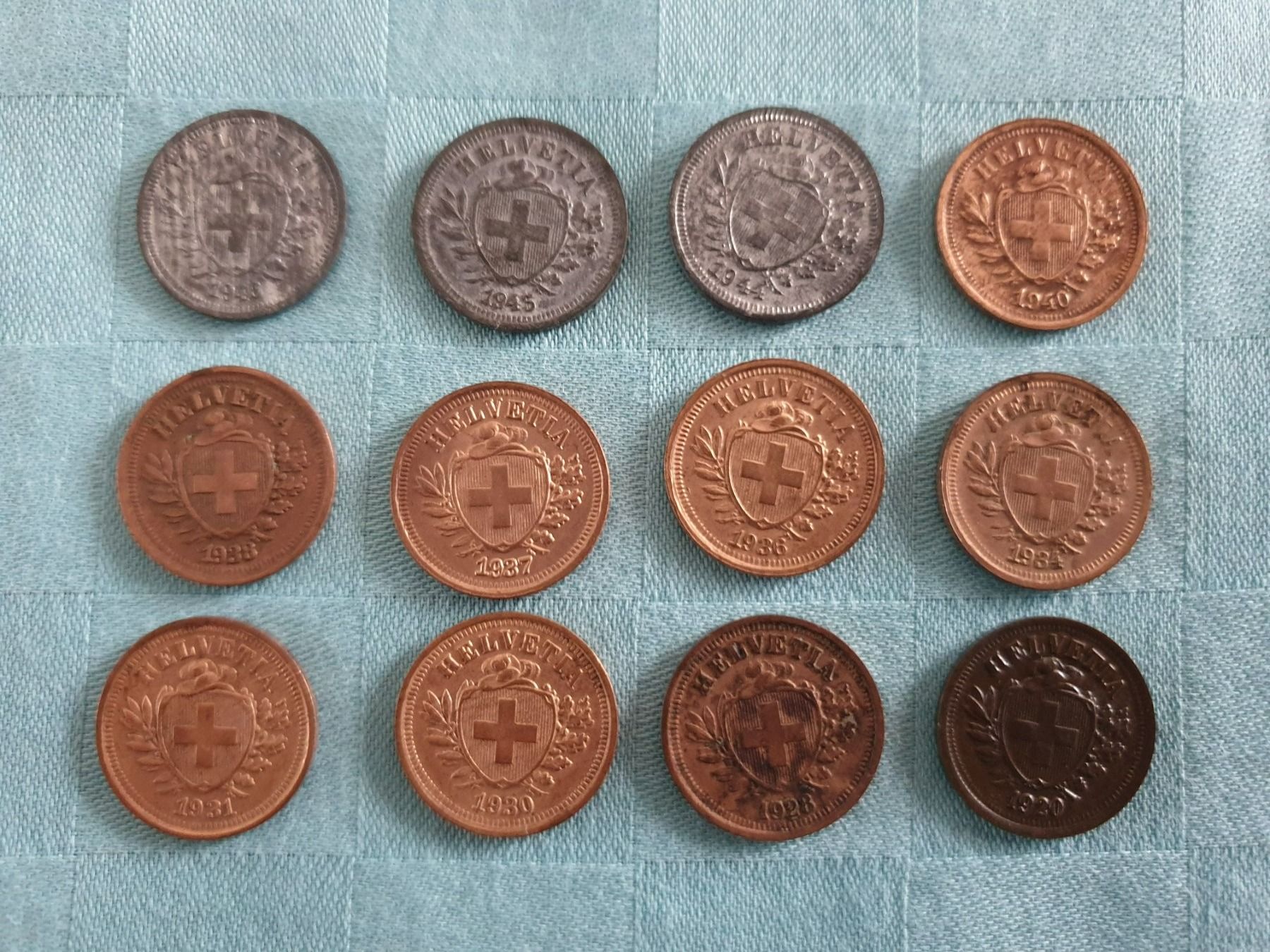 Tutti le monete: 12 x 1 Rappen B Schweiz – Usato da Mörschwil venduto da spirspi