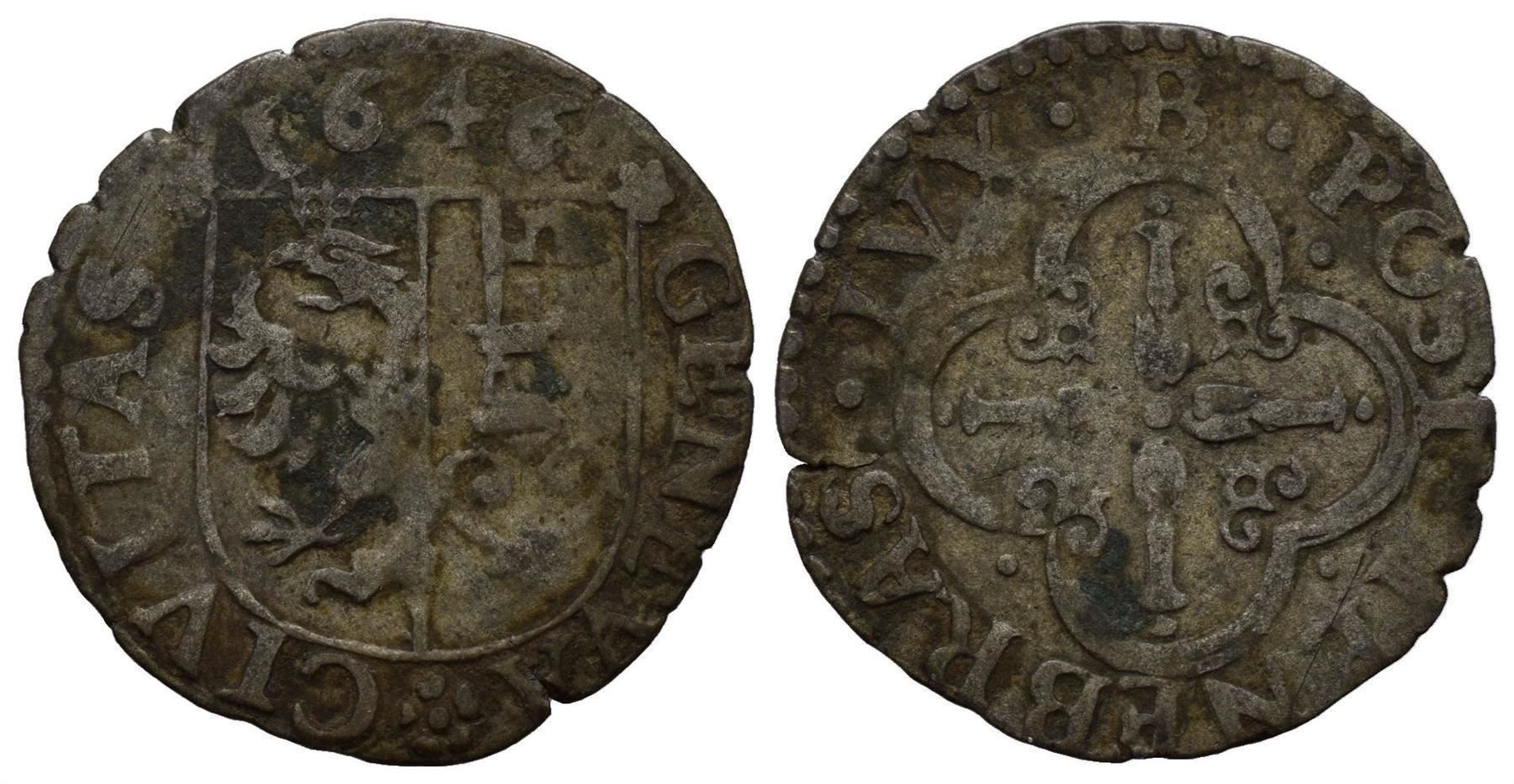 Kaffeerahmdeckel: Genf 3 Sols 1646   /2175/ – Gebraucht aus Trimbach von Solothurn1