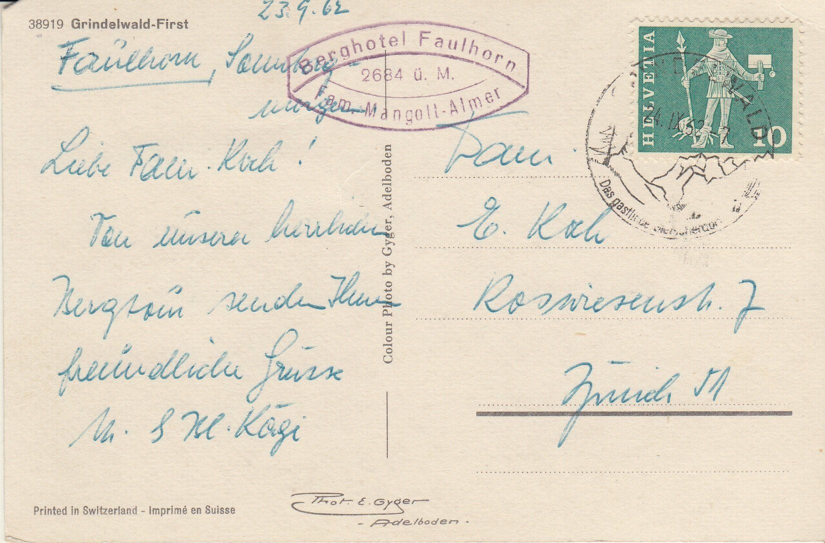 Cartes postales: Grindelwald - First – D'occasion à Flaach par Monisoldshop 1