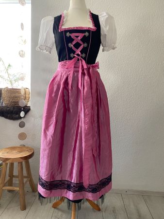 edles, langes Dirndl  in schwarz/pink in Gr. 34 *NEU*