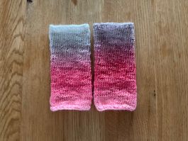 Handgestrickte Pulswärmer Amedisli Rosa-Grau