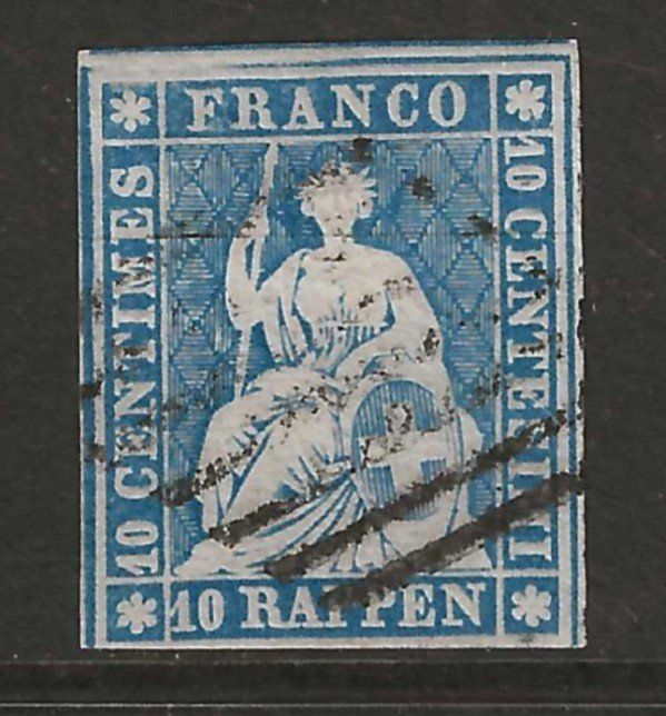 Tutti i francobolli: 1854 : Strubel Nr. 23Aa : KP 1300.-- – Usato da Gümligen venduto da Geniusbuy