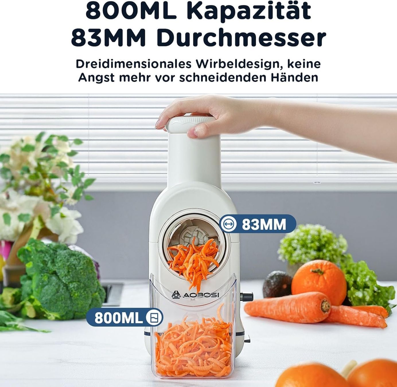 Elettrodomestici da cucina: Elektrischer Gemüseschneider mit Auffangbehälter – Nuovo e nell'imballaggio originale da Herisau venduto da Senn24 6