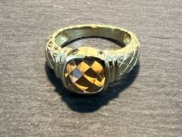 echter Rauchquarz Ring Silber 925 vergoldet, letztes in 17mm