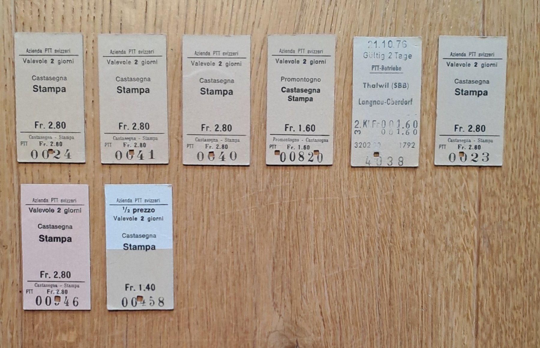 Biglietti: PTT-Billette aus Karton 1970 bis 1980 – Usato da Bern venduto da ViktorTraveller