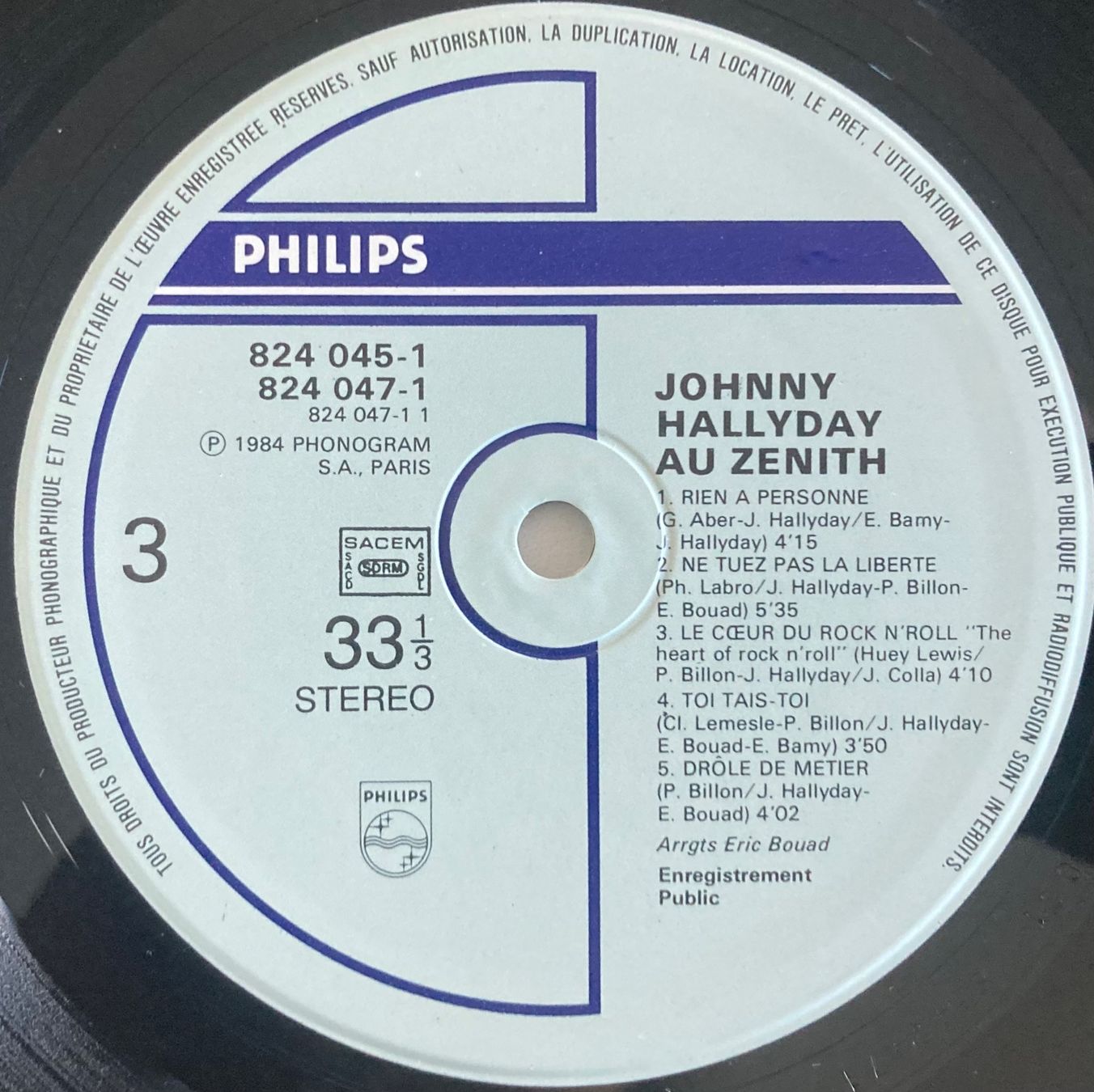 Dischi in vinile: JOHNNY HALLYDAY - AU ZÉNITH – Usato da Poliez-Pittet venduto da Newtown-Records 3