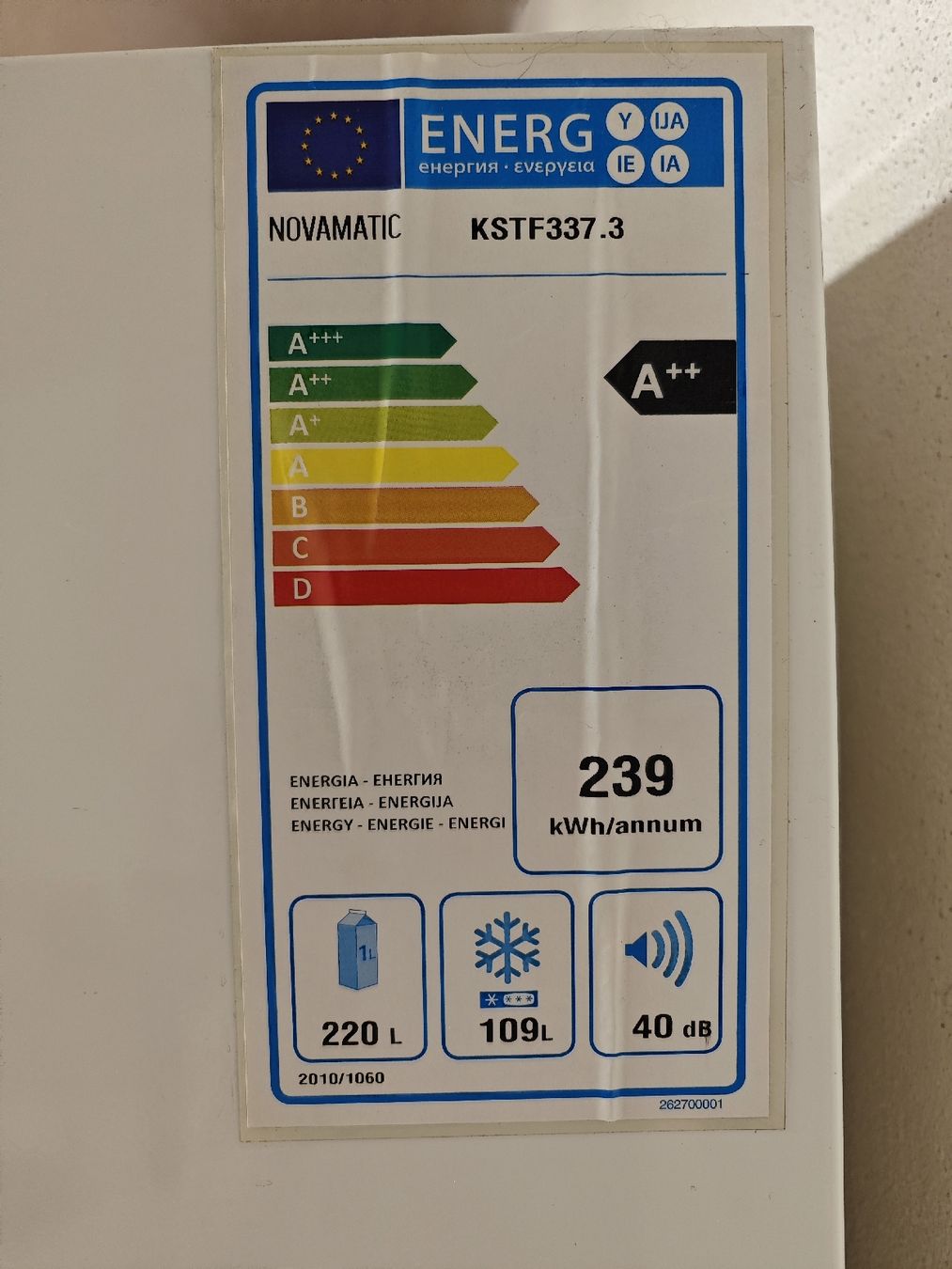 Novamatic Kühlschrank: Frigorifero combinato Novamatic KSTF337.3 A++ – Gebraucht aus Comano von Mary922 2