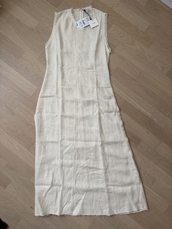 Zara Kleid Leinen Beige Gr. S neu mit Etikett