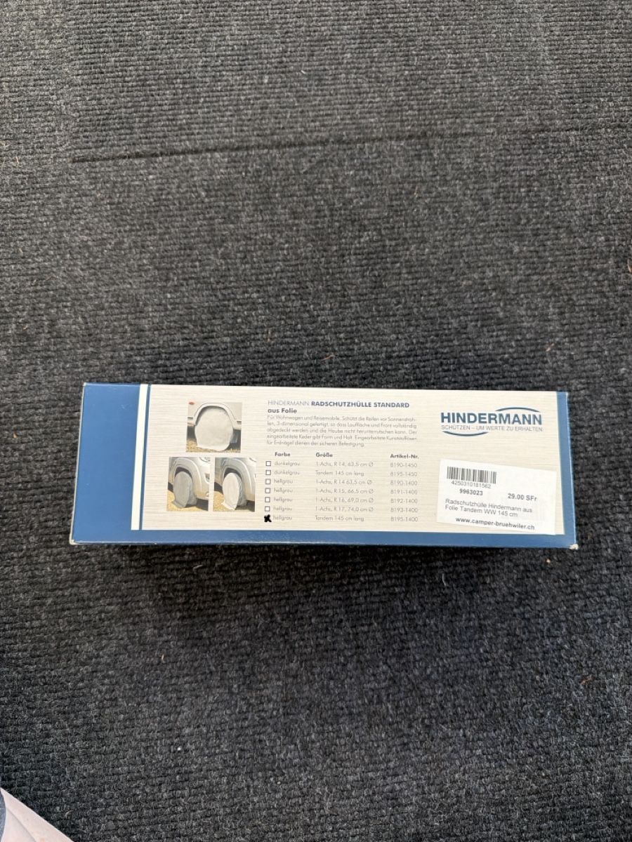 Sonstiges: Hinderma Radschutzhülle Tandem 145cm hellgrau – Neu und originalverpackt aus Baar von BRCamper