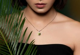 Glücksbringer Kette Kleeblatt Silber 925 Anhänger Peridot